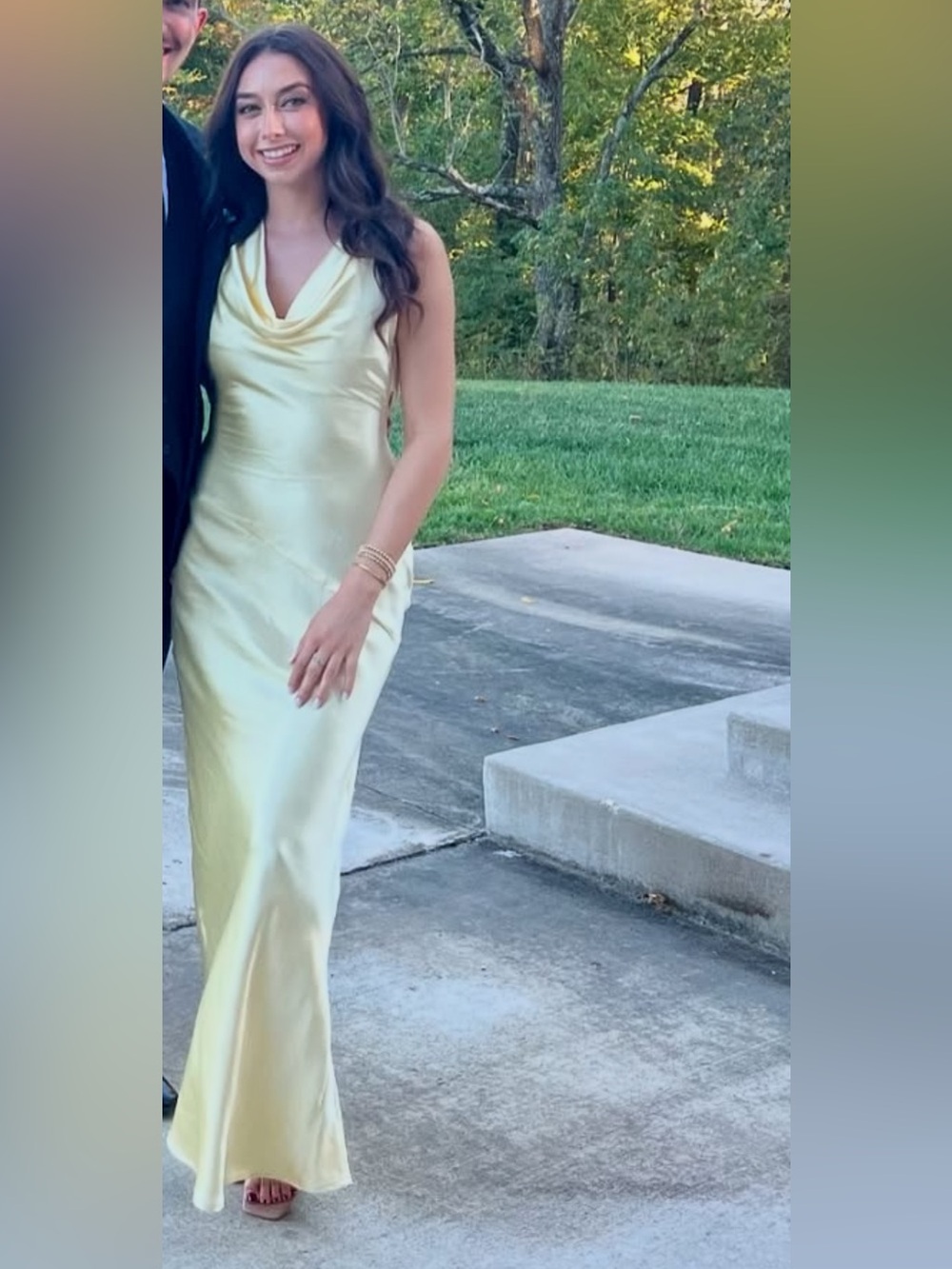 Hello Molly Yellow Satin Cowl Satin Maxi Dress